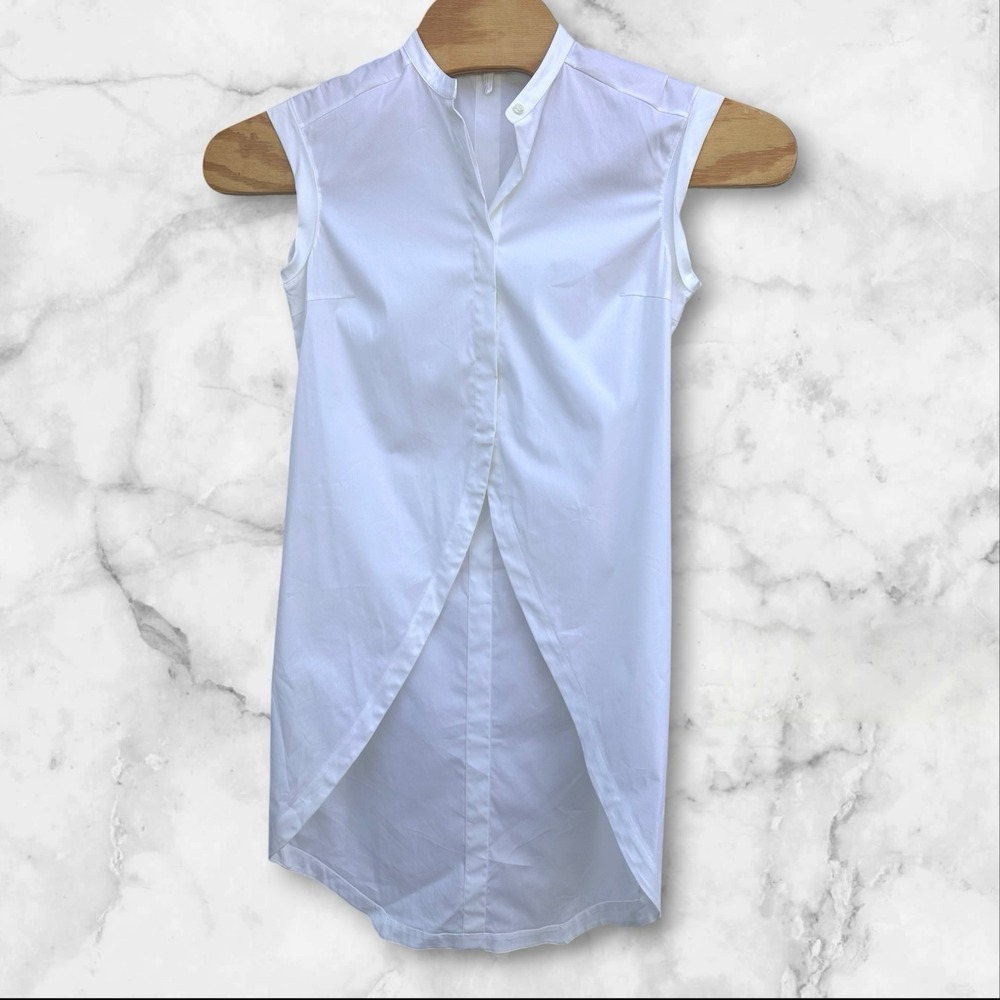 Brunello Cucinelli White Cotton Sleeveless High-Low Tunic Shirt Size M Italy